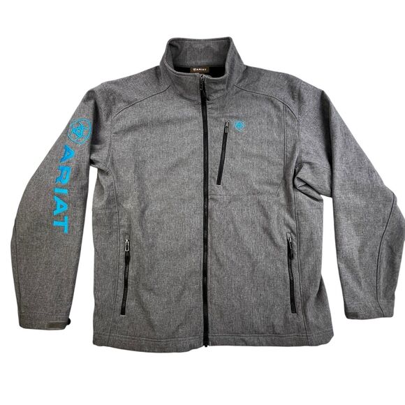 Ariat Logo 2.0 Softshell Jacket Mens Size XL Gray Wind & Water Protection - Picture 1 of 15